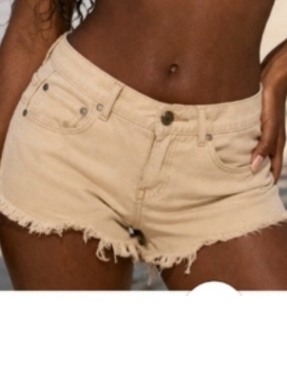 Free People Cutoff Denim Shorts Beige Raw Hem Size 27 Low Rise Boho